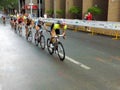 Professional Bicycling Racers Single File